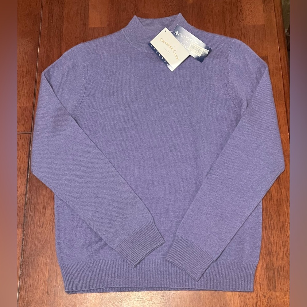 Charter Club
Women's Purple 100% Cashmere Mock Neck Sweater Size Petite PS NEW